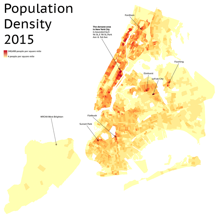New York City Population Density, 2015