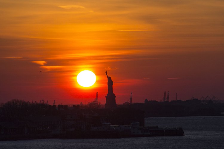 State of Liberty at sunset. 27 Feb 2016