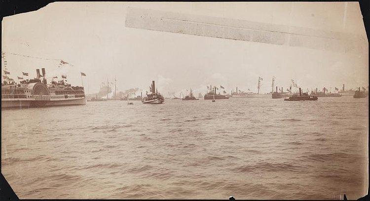 Arrival in New York Harbor of the Statue of Liberty, 1885.