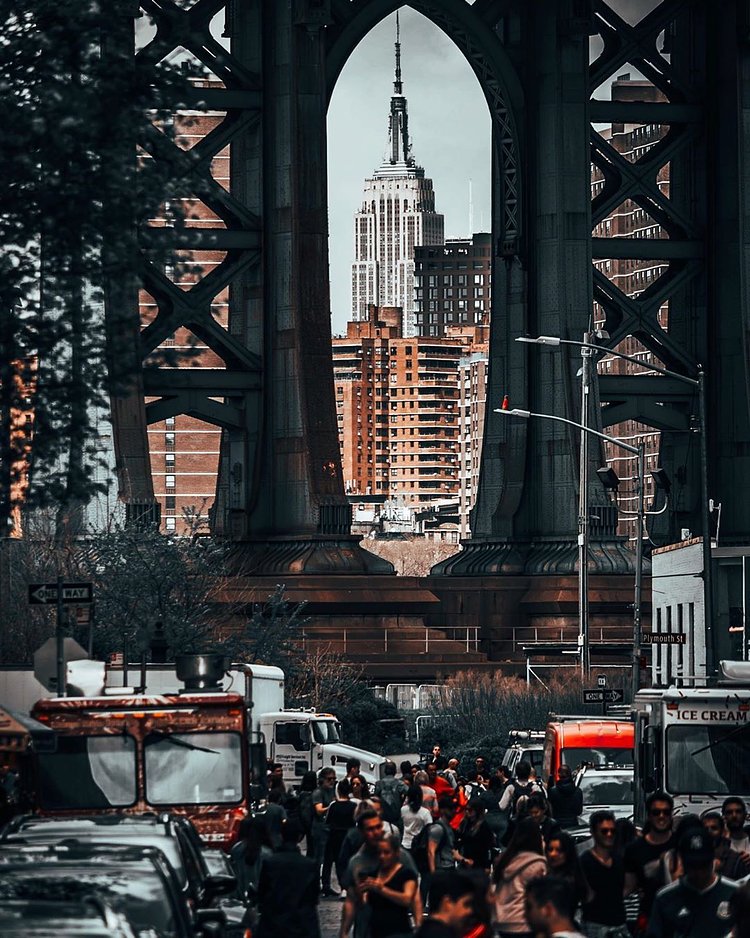 Empire State Building through the Manhattan Bridge from DUMBO, Brooklyn