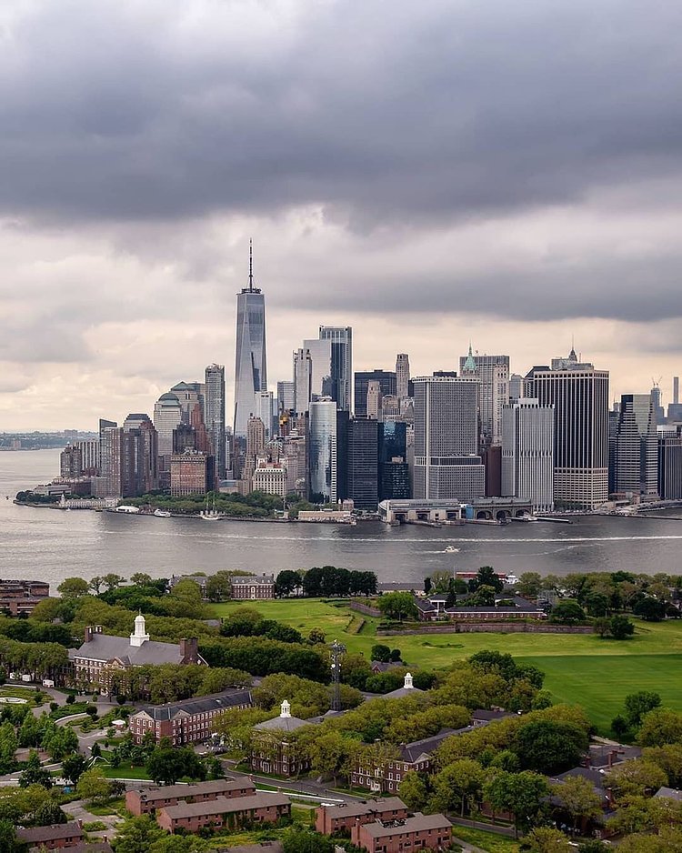 Governors Island and Lower Manhattan, New York.