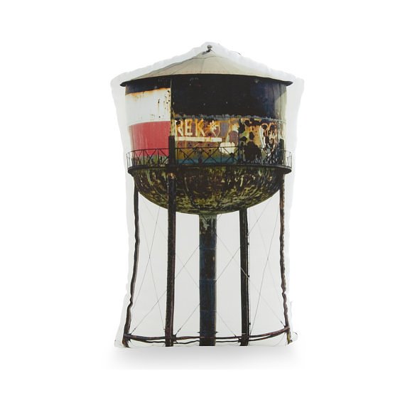 Greenpoint Brooklyn Water Tower Printed Pillow