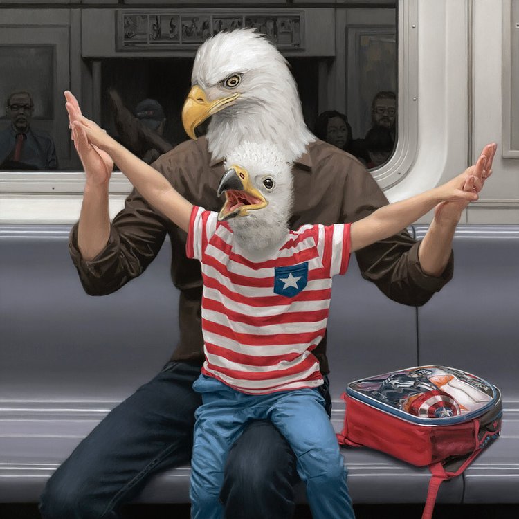 New oil painting “Avenue of the Americas” for my show opening TONIGHT in NYC at Spoke Art (@spoke_art) from 6-9 PM, 210 Rivington Street on The Lower East Side. When I was a kid my parents told me that I could grow up to be anything I wanted. I took that literally and decided I would become a bird so I could fly. When I got older I found out that I could not actually become a bird so I became an artist instead. This one goes out to all the veterans on this Veterans Day. “LAX / JFK” is being curated by the folks at @thinkspace_art. See you tonight! 🇱🇷🦅 #FlyLikeAnEagle