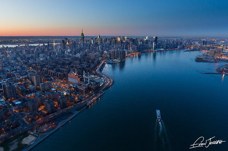 Looking up the East River on Saint Patrick's Day