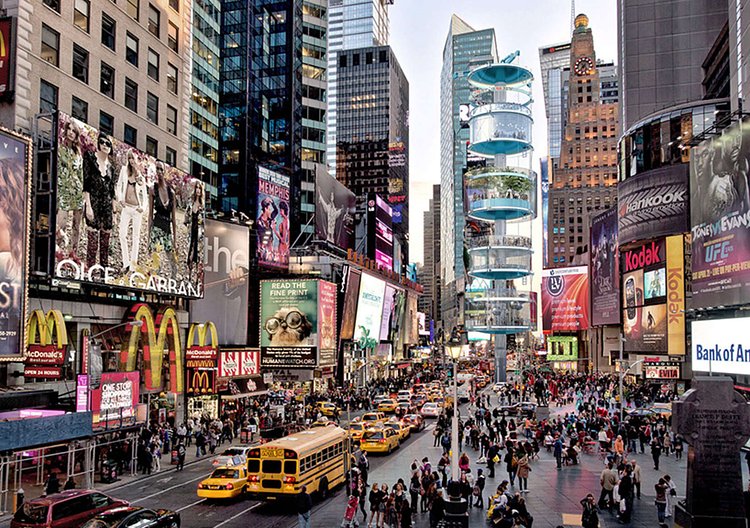 The architects were sure to take into consideration the already crowded landscape of Times Square, designing their tower with a very small footprint.