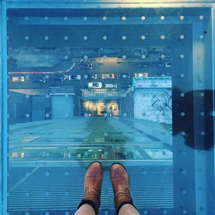 Glass floor VERY high above Manhattan 🏙