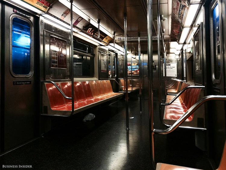 The trains are the same, but looking out the windows, I can tell that it's a brand new tunnel. There's no soot to cover the concrete just yet.