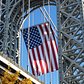 George Washington Bridge - 2008 Veterans Day | The George Washington Bridge is home to the world's largest free-flying American flag. The flag, which is located under the upper arch of the New Jersey tower, drapes vertically for 90 feet and flies freely, responding to breezes from the Hudson River or Palisades. The flag's stripes are approximately 5 feet wide and the stars measure about 4 feet in diameter. Weather permitting, the flag is flown on the following eight holidays: Martin Luther King, Jr. Day, Presidents Day, Memorial Day, Flag Day, Independence Day, Labor Day, Columbus Day, and Veterans Day [Source: The Port Authority of New York and New Jersey]