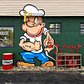 POPEYE #⚓️ hauling in the #lobsters #🦀🦀 #eyeballin #👀 #spinachcan #🌿#newbedford #🐳#massachusetts #streetart #tombobnyc #mural @lighthousesupply_nbma #popeye #💪🏼 #thesailorman #nbma #🐋 #popeyethesailorman #tombob #stencilart #oneyearago