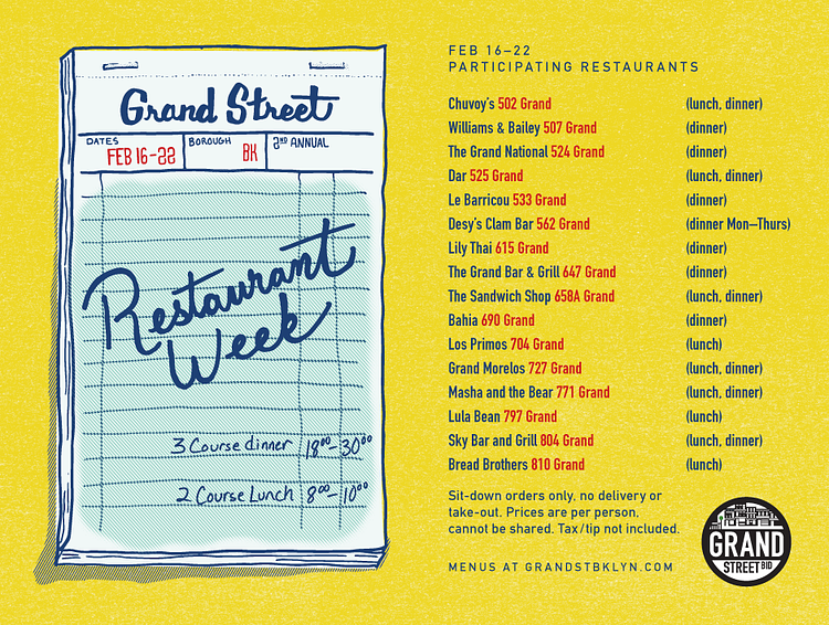Grand Street 2015 Restaurant Week February