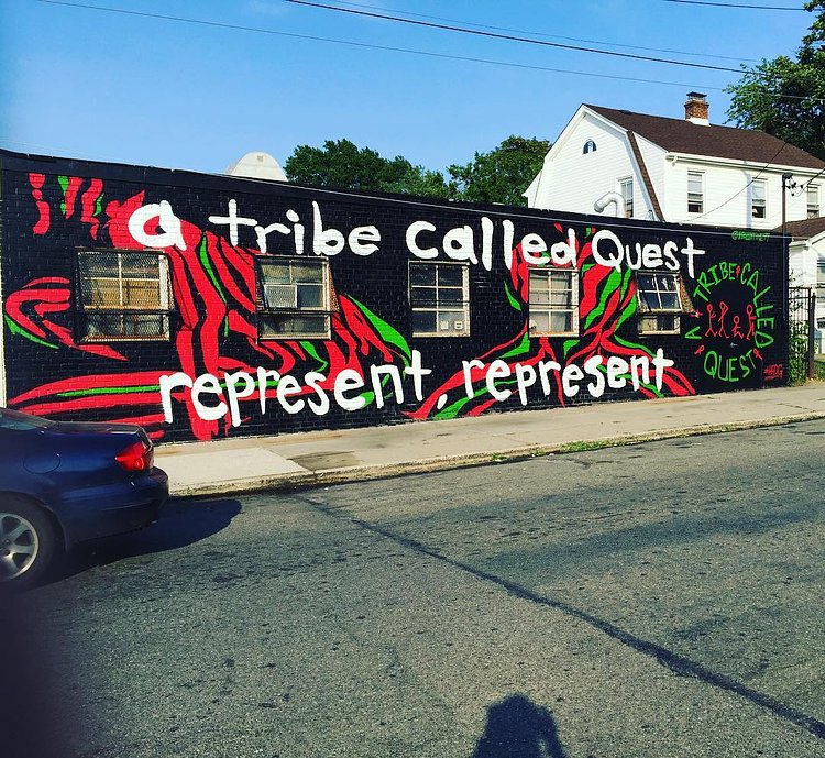 Best way to spend the bday. Painting in Queens for the legendary Tribe Called Quest. On the laundry mat where check the rhyme was filmed. "Back in the days on the boulevard of Linden." The hood came out for this one. Love all around. #tribecalledquest #queens #nyc #hiphop #graffiti #spraypaint #love #dope thanks to @leroylive and the fam for making it happen. More to come...