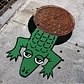 ALLIGATOR SIGHTING DUMBO! 🐊 #alligator #nycsewer #brooklyn #newyorkcity #dumbo #streetart #nyc #sewer #🐊 #streetartbrooklyn #tombobnyc #streetartnyc #tombob #publicart #cartoon 🐊#manhole #manholecover #👀