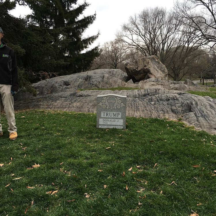 Central park trump tombstone #donaldtrumpsucks #donaldtrump #centralpark #funny #deathlyfunny #dog #centralparkdogs