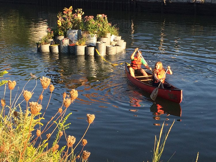 A plant-filled, pollution-combating, floating island is now part of the Gowanus.