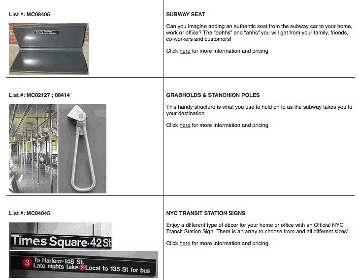 MTA Memorabilia and Collectibles (screenshot)