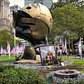 Battery Park - The Sphere |     *  The Sphere 
    * Dedicated March 11, 2002
    * Description: Temporary Installation of artwork salvaged from WTC Disaster Site. The 25’ high sphere stood in the WTC Plaza as a monument to world peace from 1971 to September 11, 2001.
   