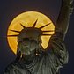 Moonrise Behind Statue of Liberty, Liberty Island, New York