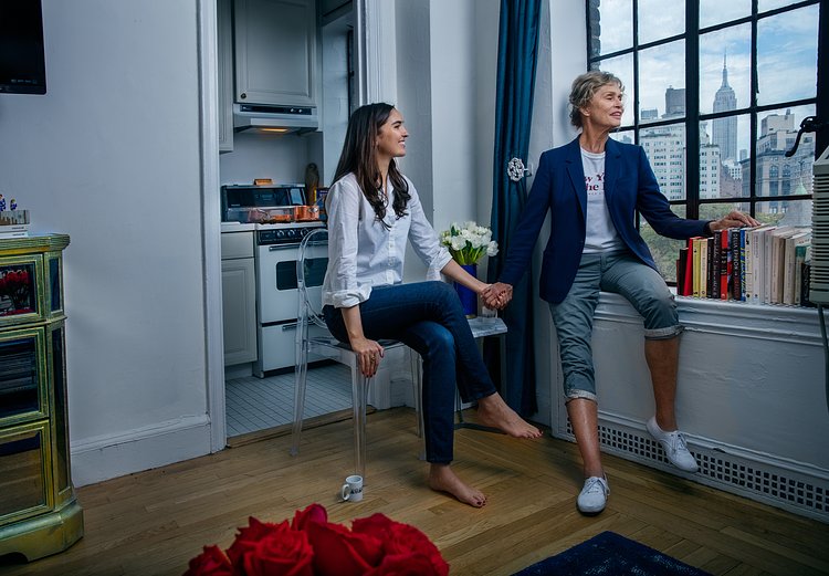 Lauren Hutton meets Lauren Taylor in her old Greenwich Village apartment building.