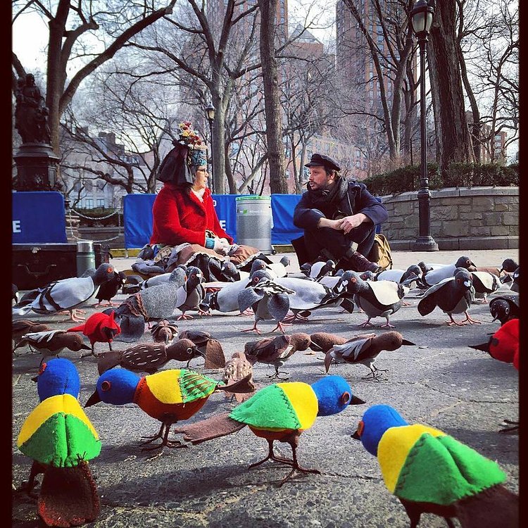My little painted bunting flock.  Photo cred @jeromestrauss #flashflock #folkart #birdlady #feedthebirds #dustyrebel