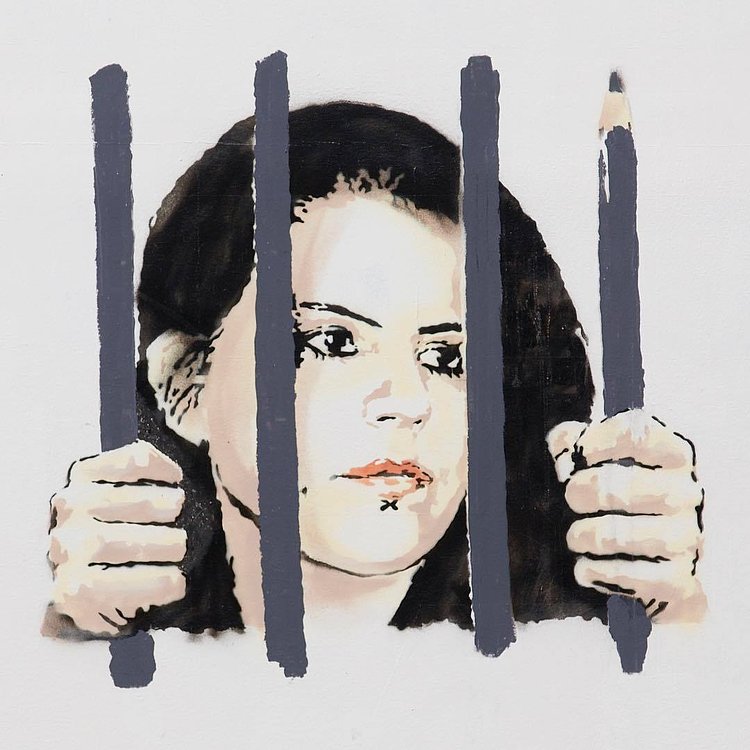 Closeup of Dehra Doǧan, Banksy, Bowery Art Wall