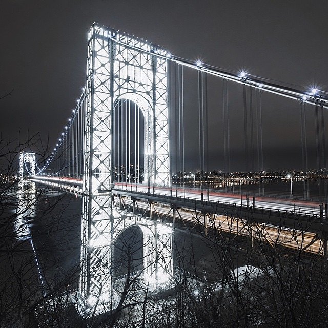 George Washington Bridge Illuminated at Night