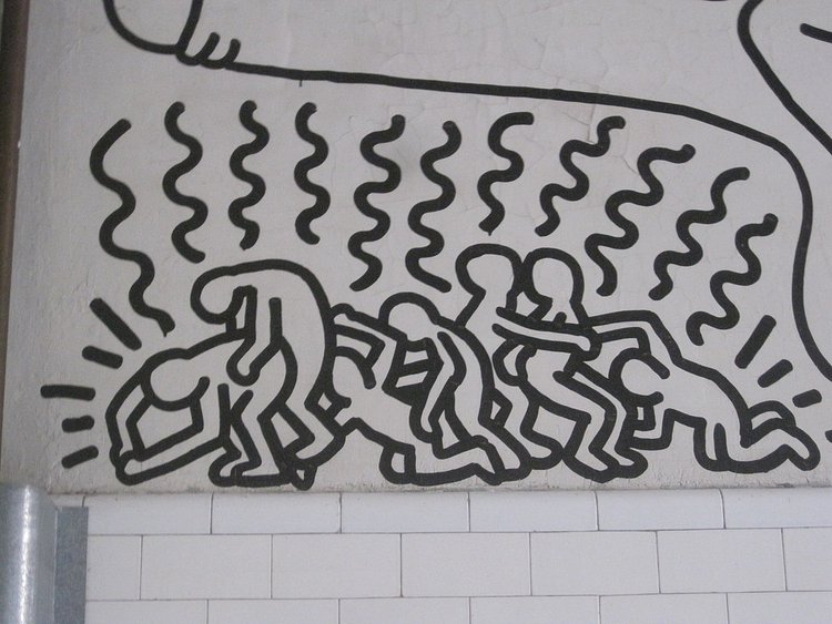 Keith Haring's "Once Upon a Time" Bathroom Mural in The Center