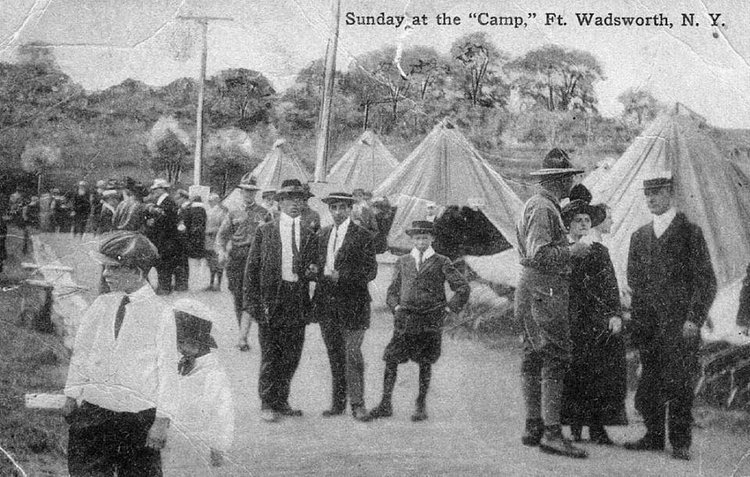 "Sunday at the 'Camp,' Fort Wadsworth." Photo circa 1917.