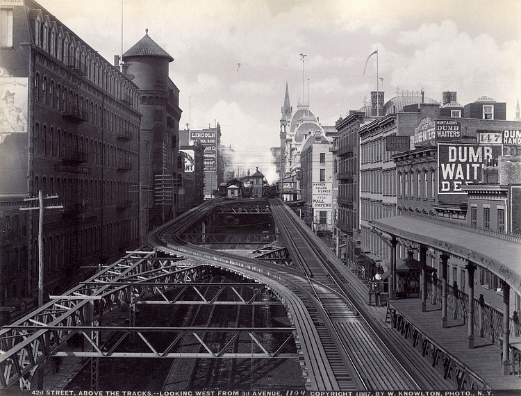 42nd Street, Above the Tracks, Looking West From 3rd Avenue, 1887