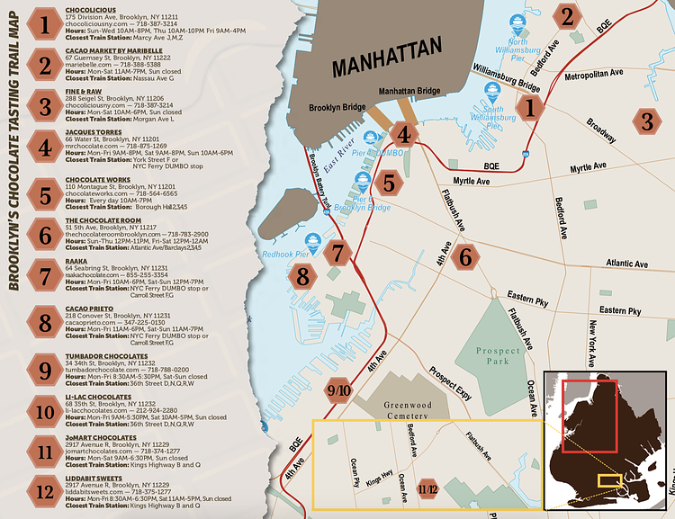 Brooklyn Chocolate Trail Map