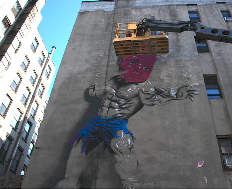 Ron English "Temper Tot", a new piece in Manhattan, New York City