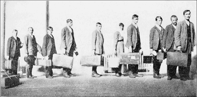 Lined Up Waiting for Medical Examination (1912)