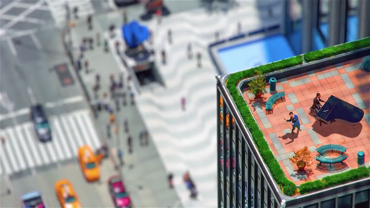 Atop the podium of the Time-Life Building at 1271 Avenue of the Americas, Stephen Colbert joyously dances to the melody of a grand piano played by his band leader, Jon Batiste of Stay Human. Part of Rockefeller Center, the Time-Life Building contains office space occupied by CBS. 