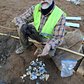 Scott Jordan with some of the find from the privy dig underneath the site of the former Bereket Turkish kebab restaurant.