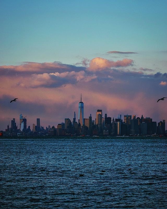 Sunset Over Manhattan Skyline from Staten Island