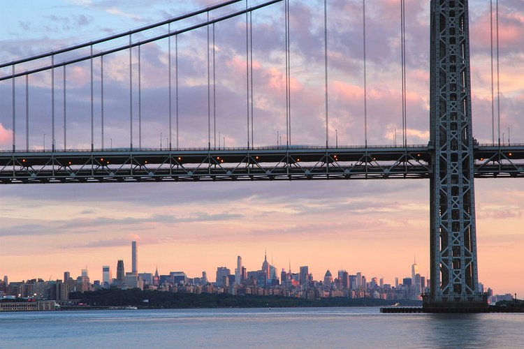 Manhattan Sunset | The NYC skyline and the George Washington Bridge on a summer evening. You probably can recognize some of the buildings out there, like One World Trade Center to the right.