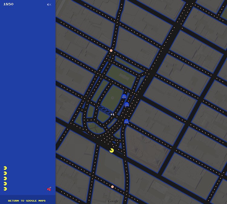 Playing Pacman around Union Square, Manhattan