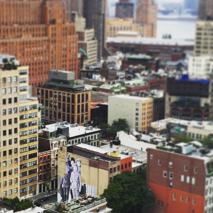 From our @artsy office I can see the new @JR mural up in #Tribeca. #EllisStory #WeAllComeFromSomewhere