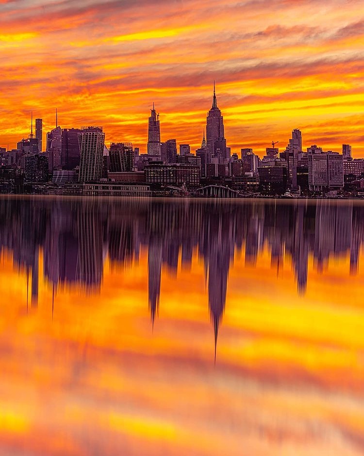 Midtown Manhattan Skyline During Sunset from Across the Hudson River