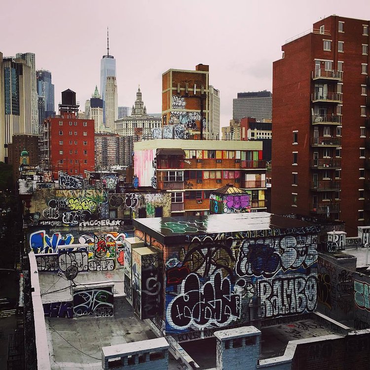 Two Bridges neighborhood as seen from Manhattan Bridge