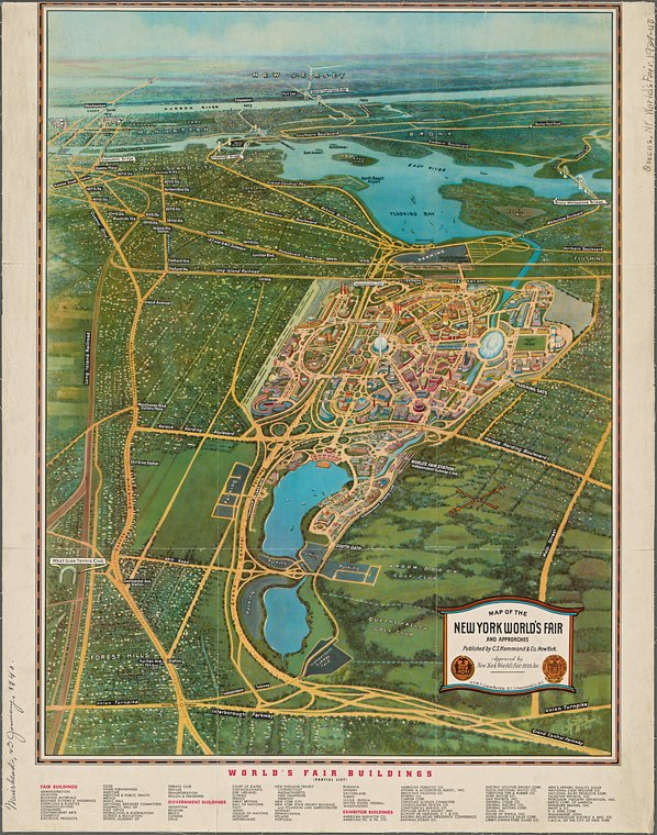 Map of the New York world's fair and approaches (1939)