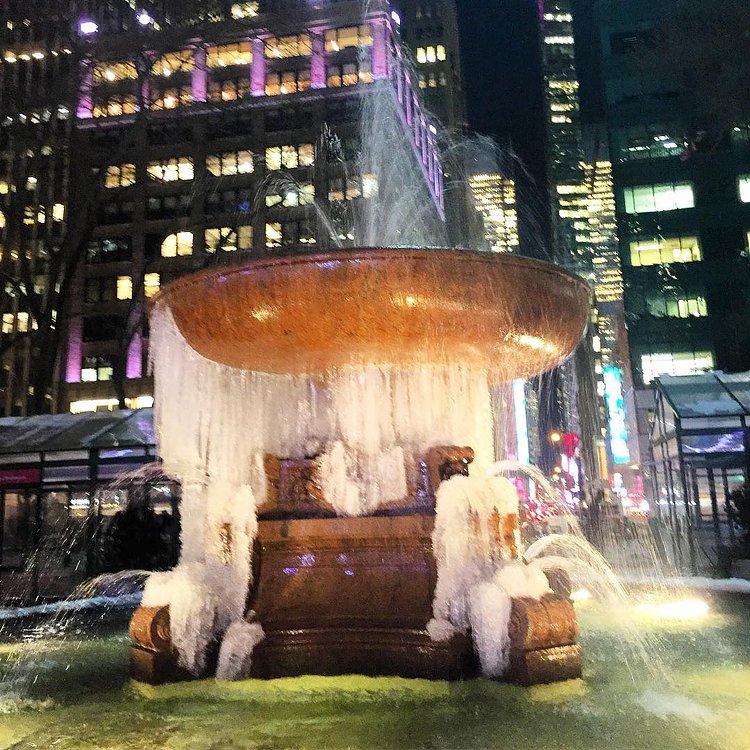 Frozen fountains make freezing temperatures almost tolerable