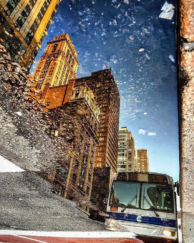 Catching the bus at 5th Ave.