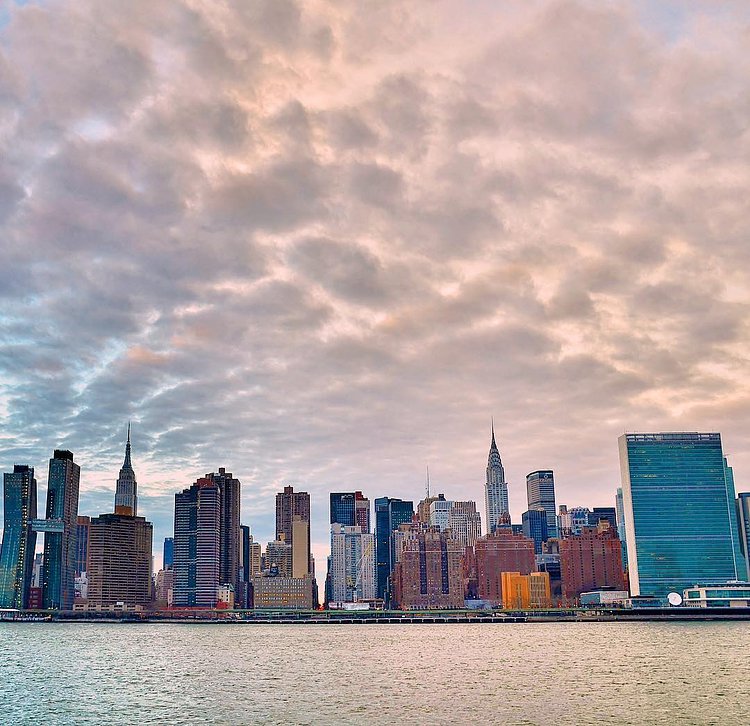 This was New York City at sunset yesterday. Was hoping for an explosion of colors but got these awesome clouds instead.