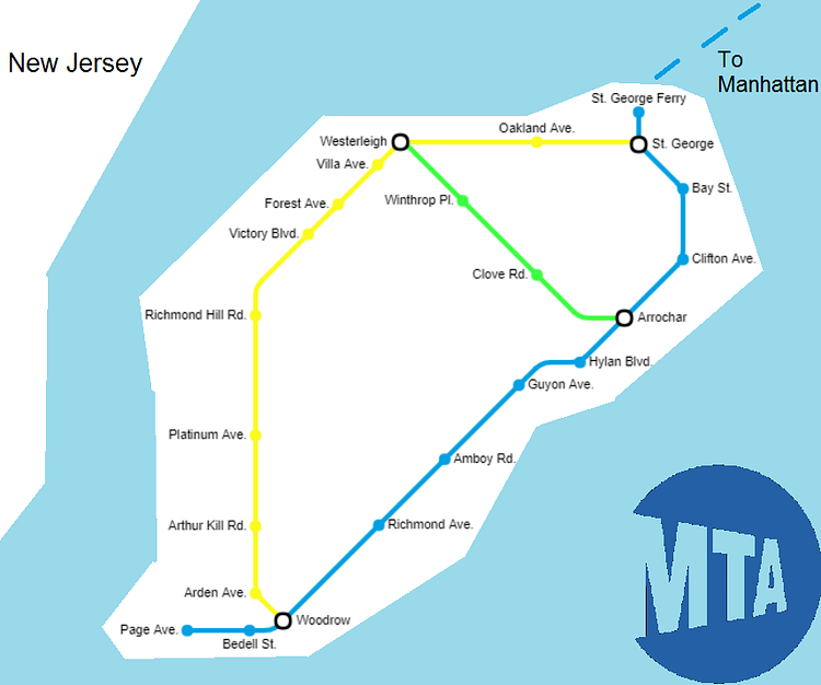 Staten Island Subway map, if every Subway Restaurant in the borough was a subway station