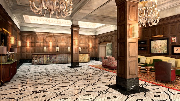 A rendering of The Beekman Lobby