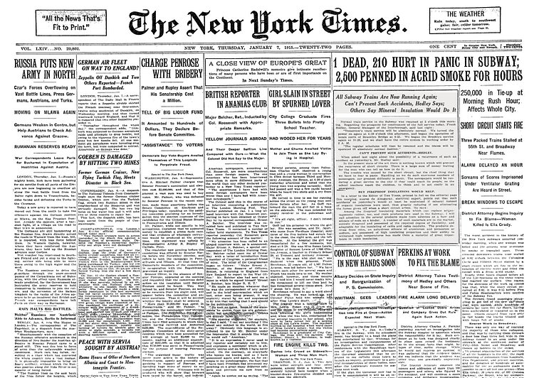 1 Dead, 210 Hurt in Panic in the Subway; 2,500 Penned in Acrid Smoke For Hours