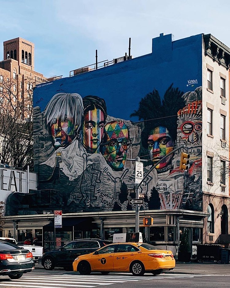 Mount Rushmore composed by Andy Warhol, Frida Khalo, Keith Haring and Jean-Michel Basquiat by Brazilian artist Eduardo Kobra 🎨
