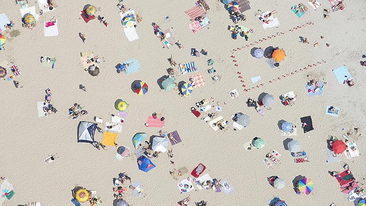 Coney Island beach in the summer