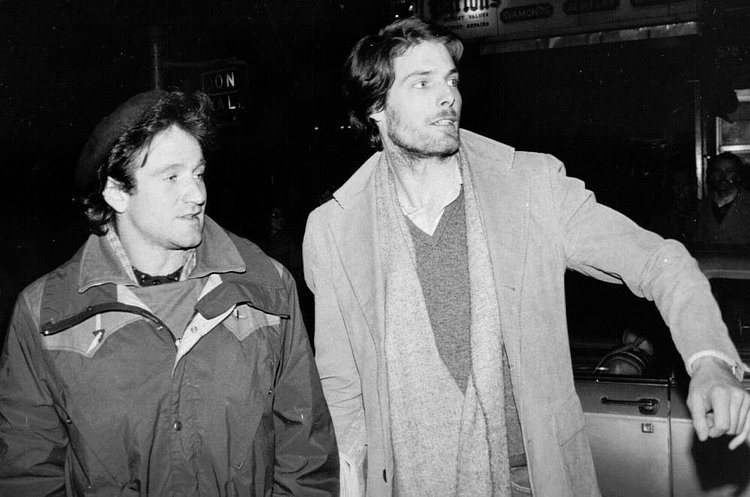 Robin Williams and Christopher Reeve attempt to hail a taxicab in New York City on Feb. 9, 1981. |  Photo by Steve Sands
