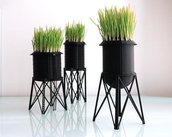 New York City Water Tower Pot / Wheatgrass Planter